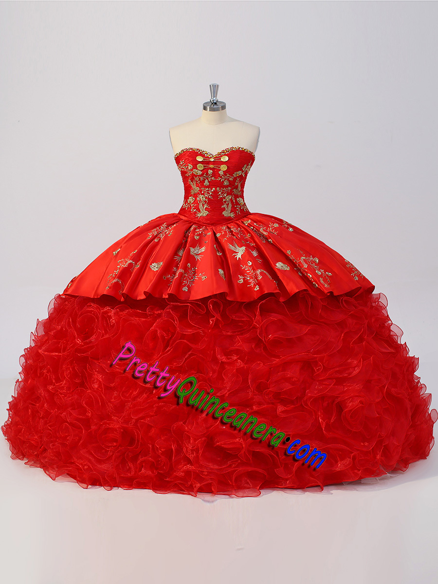 Princess Strapless Ruffled Skirt Charro Quince Dress Ruched Bodice Beaded Embroidery Customize