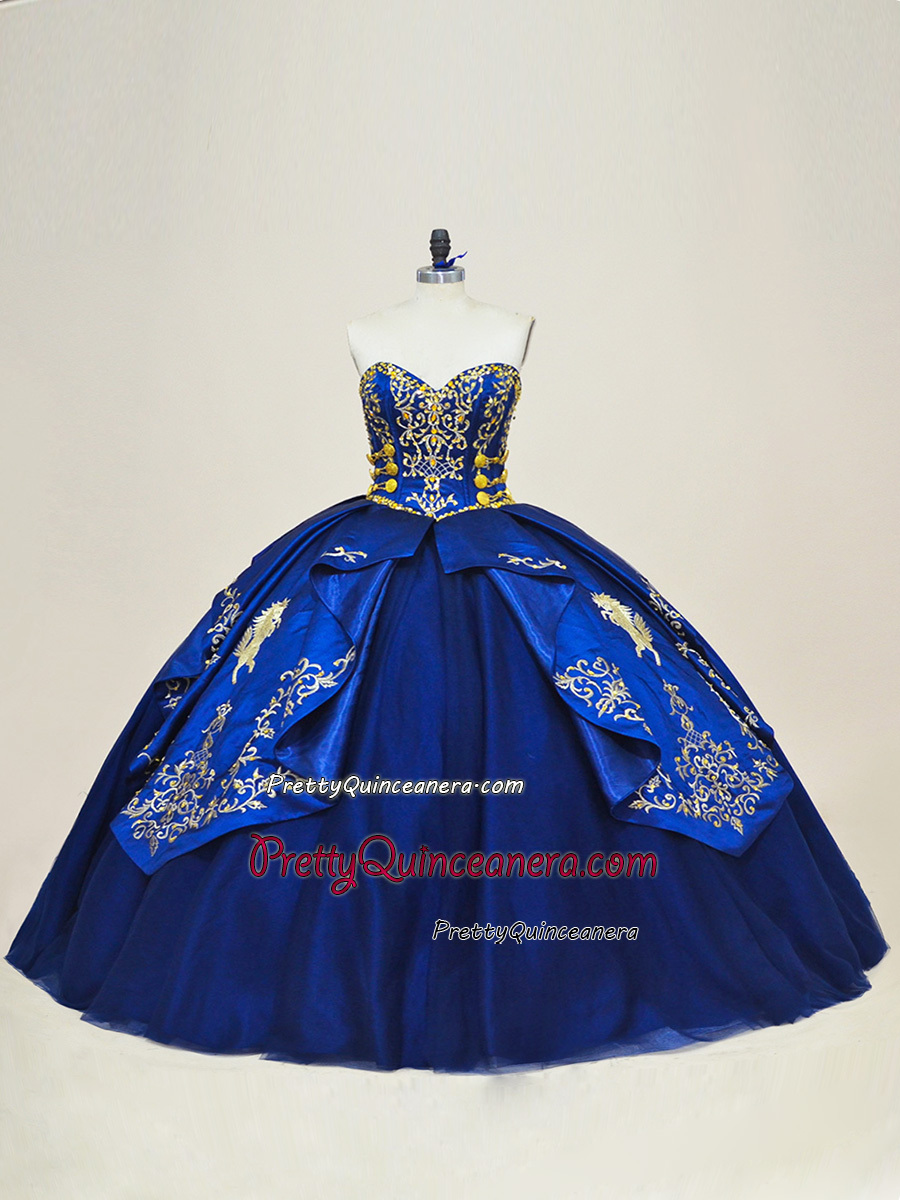 Cowgirl Horse Pattern Embroidery Gold Charo Buttons Quinceanera Gown in Navy with Bolero Jacket